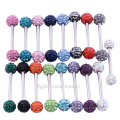 Shamballa Double Crystal Ball Industrial Barbell 316L Charms Industrial Piercing Jewelry